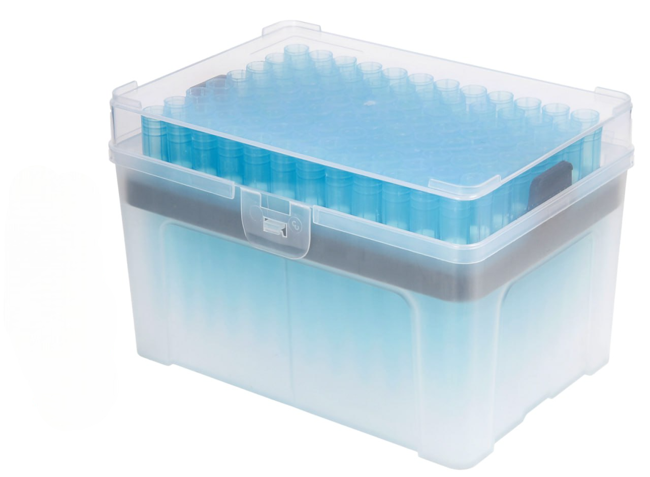 Наконечник для дозатора типу «Гілсон» на 1000 мкл, синій з фільтром у штативі, 96 шт/пак, стер.